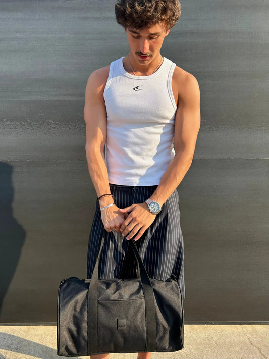 Everyday Bag Black duffel by Lefrik USA for commute and travel with black fabric and straps on Tampa Home & Garden Store