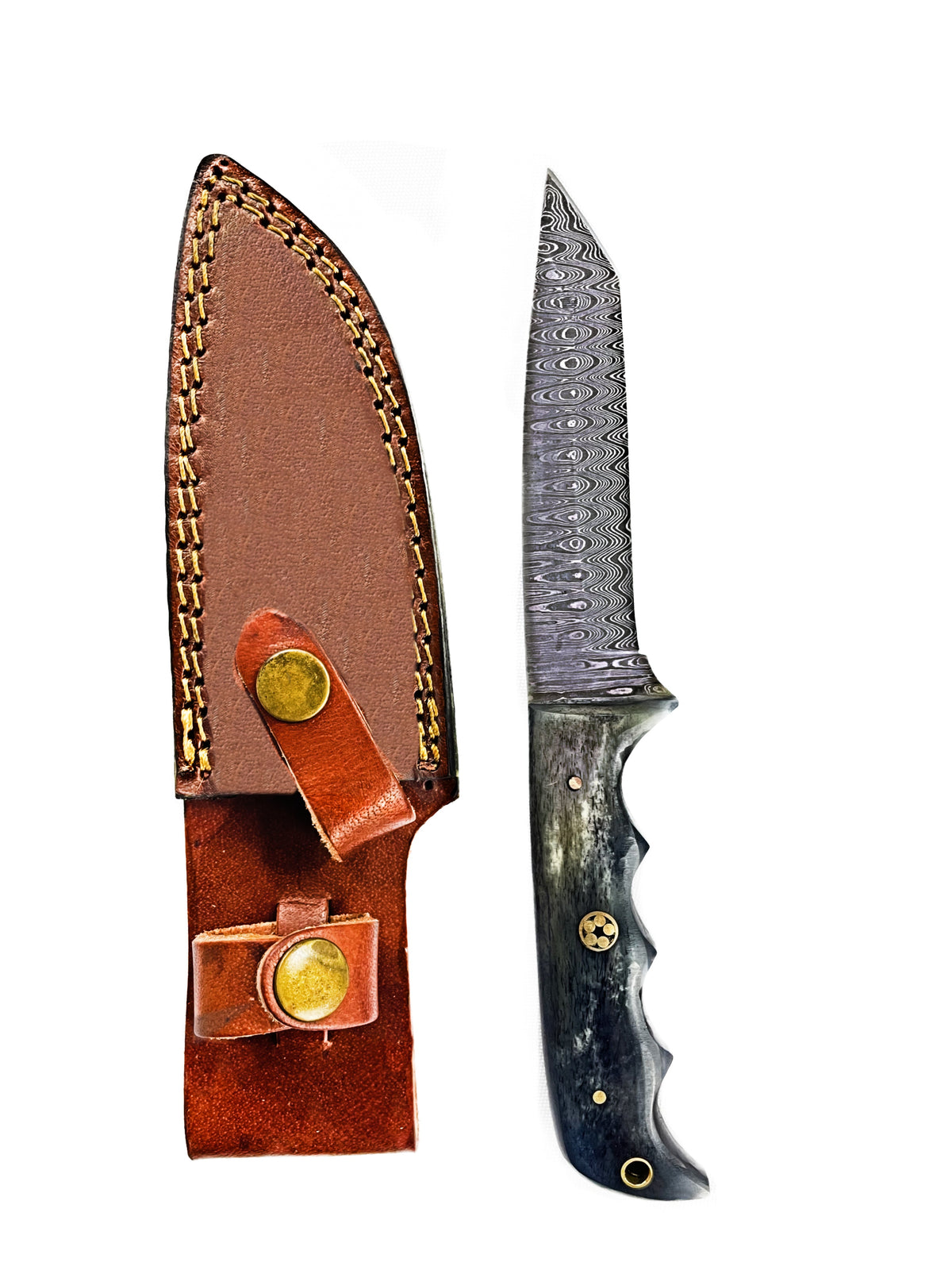 Titan Cavalry Damascus steel Tanto EDC tactical blade TD-010-B with leather sheath on Tampa Home & Garden Store