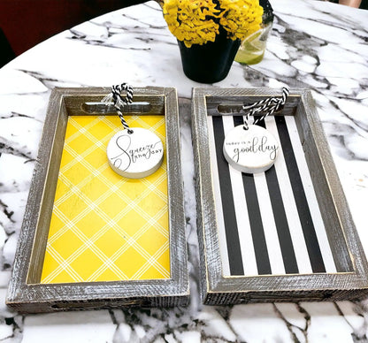 Black and White Farmhouse Wooden Tray Decor