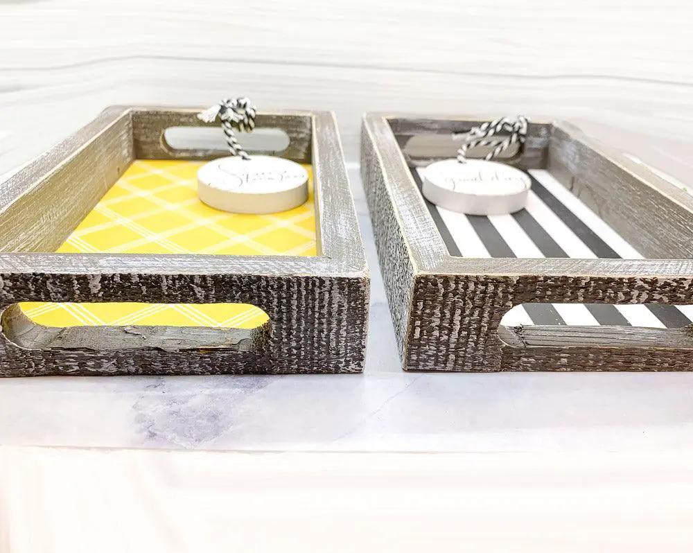 Black and White Farmhouse Wooden Tray Decor