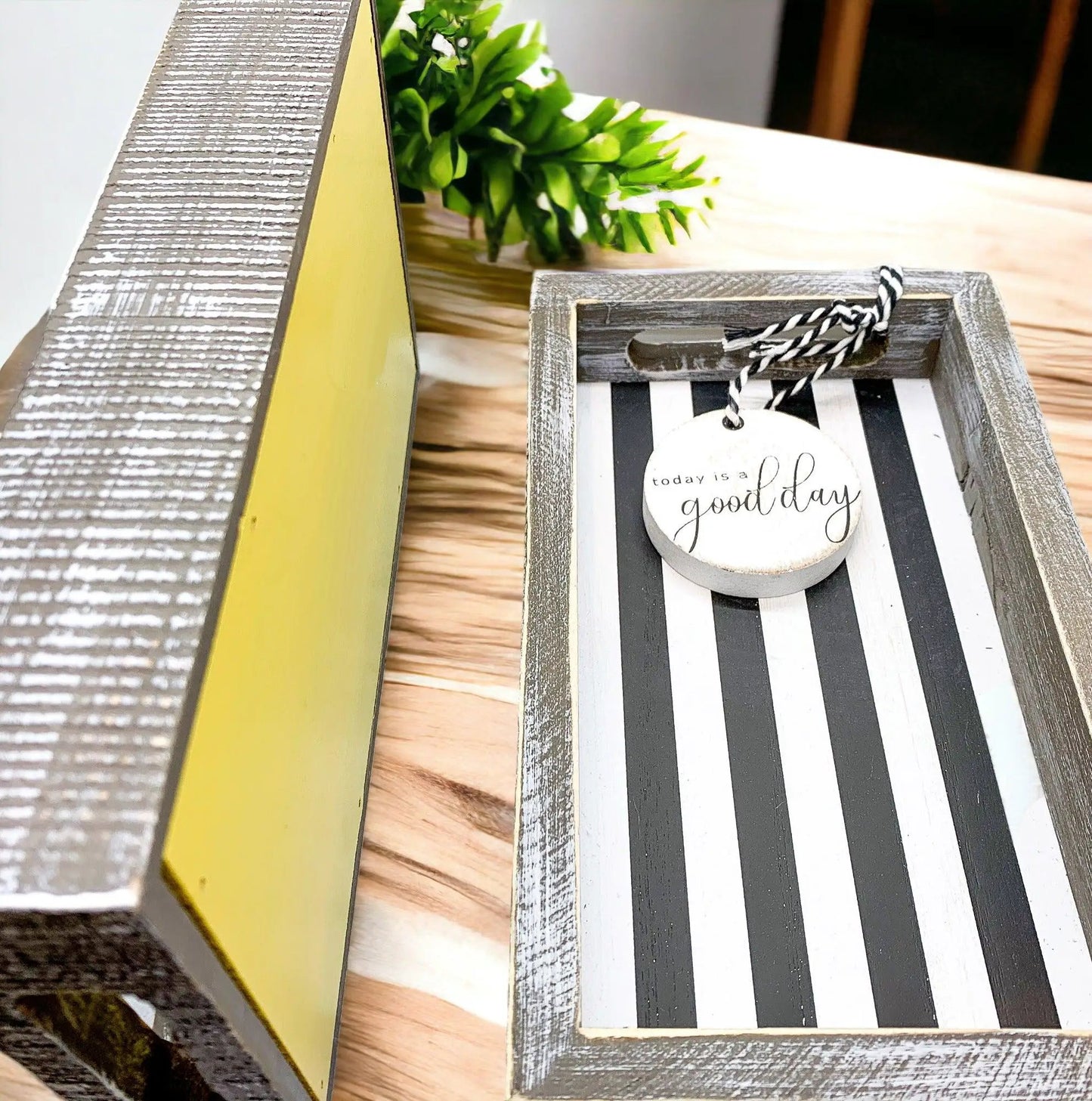 Black and White Farmhouse Wooden Tray Decor