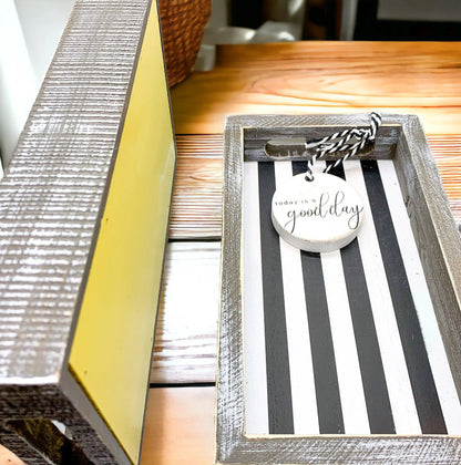 Black and White Farmhouse Wooden Tray Decor