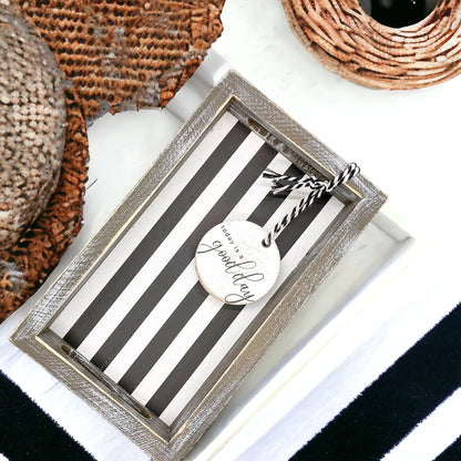 Black and White Farmhouse Wooden Tray Decor