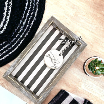 Black and White Farmhouse Wooden Tray Decor