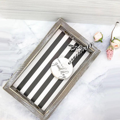 Black and White Farmhouse Wooden Tray Decor
