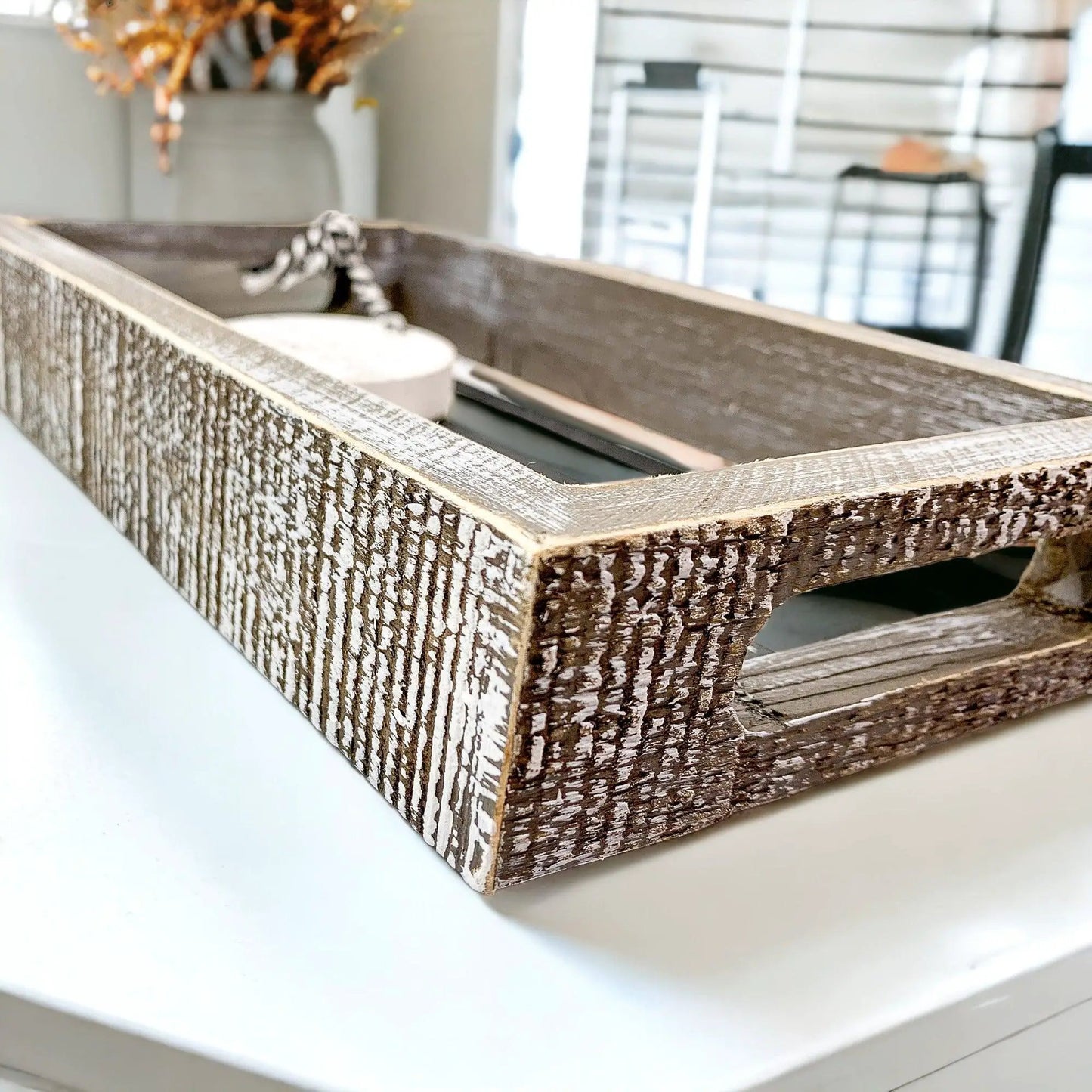Black and White Farmhouse Wooden Tray Decor