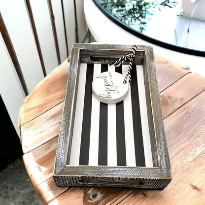 Black and White Farmhouse Wooden Tray Decor