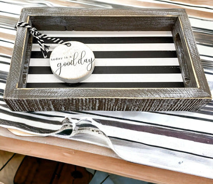 Black and White Farmhouse Wooden Tray Decor