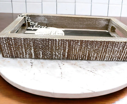 Black and White Farmhouse Wooden Tray Decor