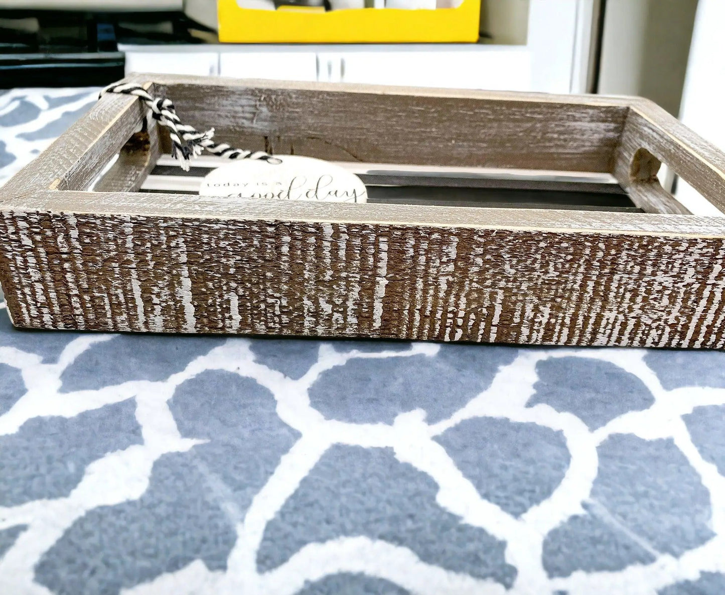 Black and White Farmhouse Wooden Tray Decor