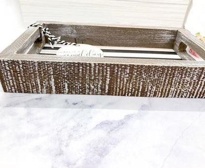 Black and White Farmhouse Wooden Tray Decor