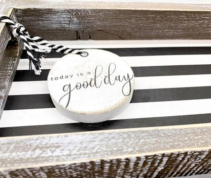 Black and White Farmhouse Wooden Tray Decor