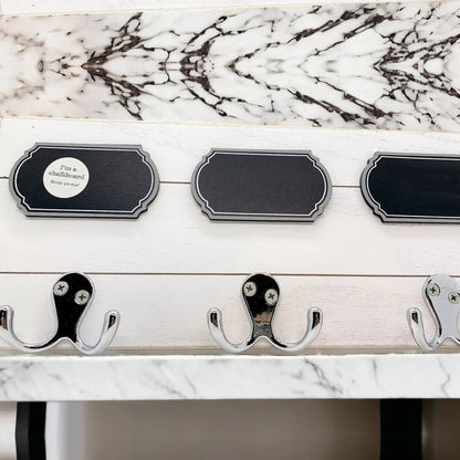 Triple Hang Chalk Coat Hanger and Board Labels