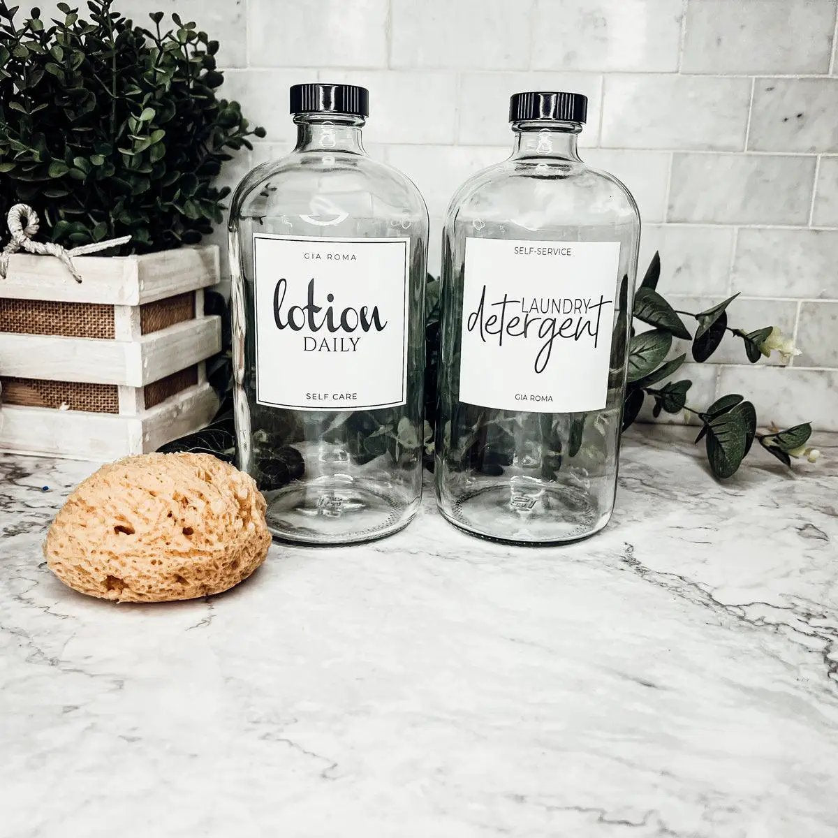 Clear Glass 32oz Reusable Dispenser Bottles