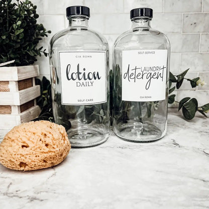 Clear Glass 32oz Reusable Dispenser Bottles