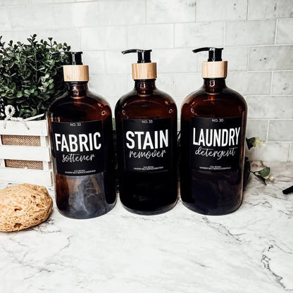 Amber Glass 32oz Reusable Dispenser Bottles