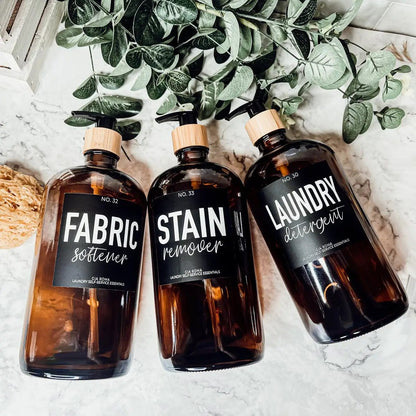 Amber Glass 32oz Reusable Dispenser Bottles