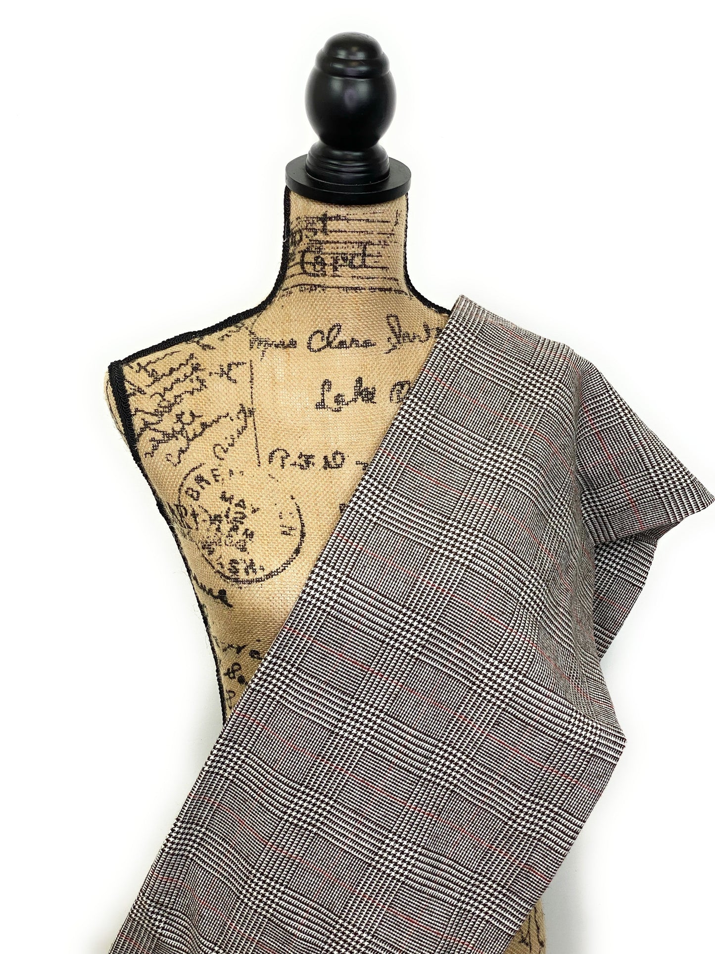 Écharpe infinie ou couverture en flanelle à carreaux Glen Check marron foncé et crème avec orange brûlé