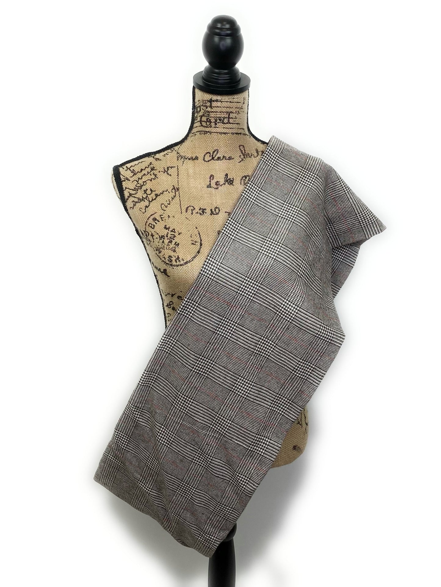 Écharpe infinie ou couverture en flanelle à carreaux Glen Check marron foncé et crème avec orange brûlé