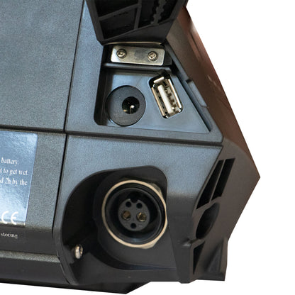 EUNORAU MAX/G20/30 cargo bike battery bay with circular 3-pin socket and rectangular port on Tampa Home & Garden Store