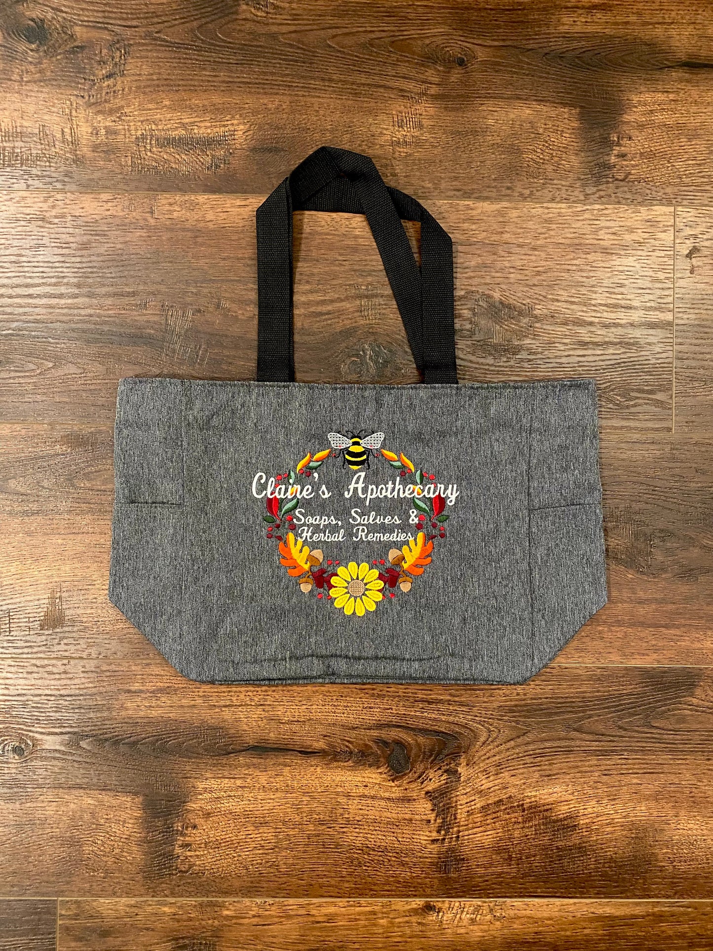 Claire's Apothecary Fall Wreath Embroidered Tote Bag - Outlander Inspiration