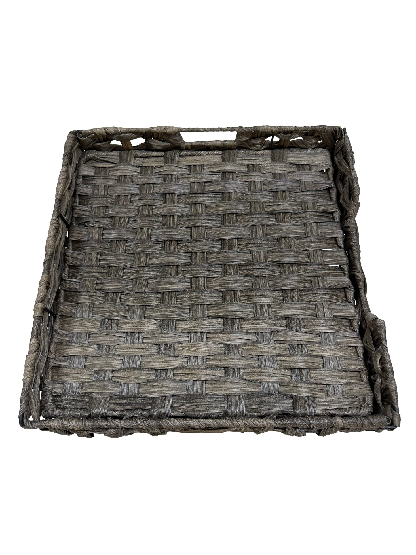 Huntley Pet Cat House, gray woven wicker, 2-cushion bed, rectangular cat condo on Tampa Home & Garden Store