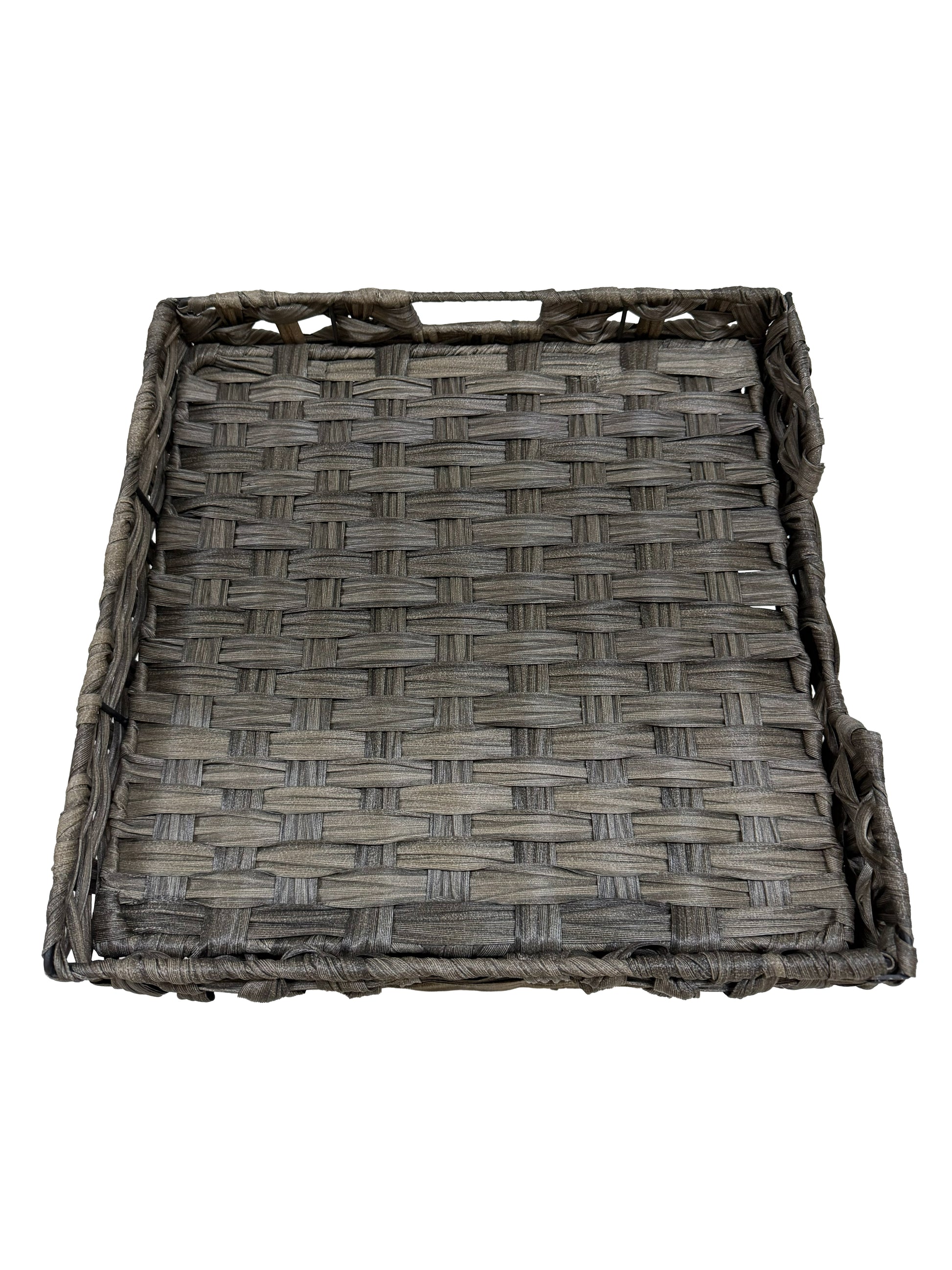 Huntley Pet Cat House, gray woven wicker, 2-cushion bed, rectangular cat condo on Tampa Home & Garden Store