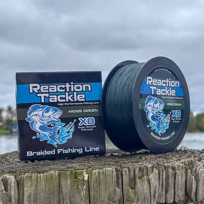 Línea de pesca trenzada Reaction Tackle X8 - Verde musgo, 8 hebras
