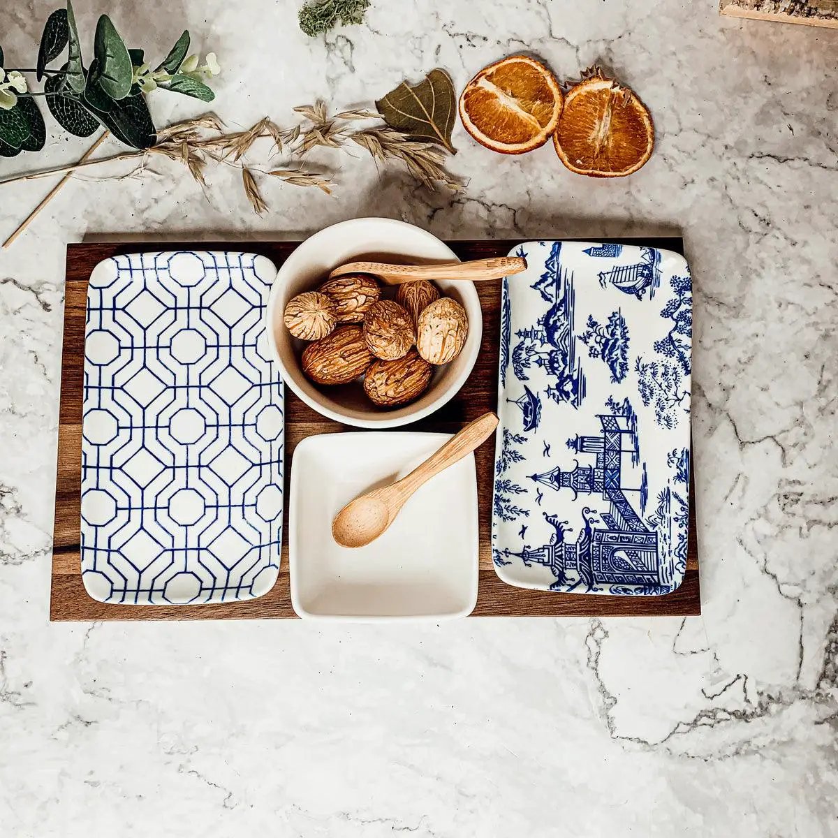 Chinoiserie Tapas Serving Set With Blue and White
