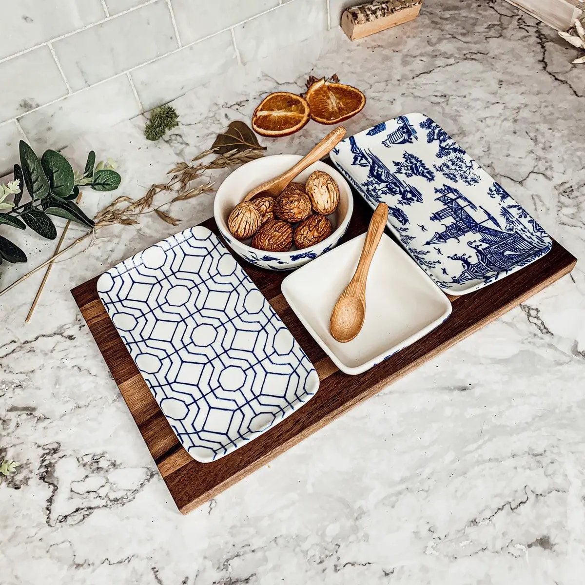 Chinoiserie Tapas Serving Set With Blue and White