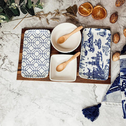 Chinoiserie Tapas Serving Set With Blue and White