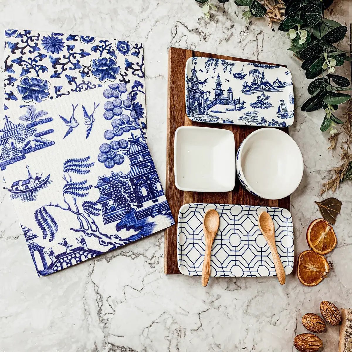Chinoiserie Tapas Serving Set With Blue and White