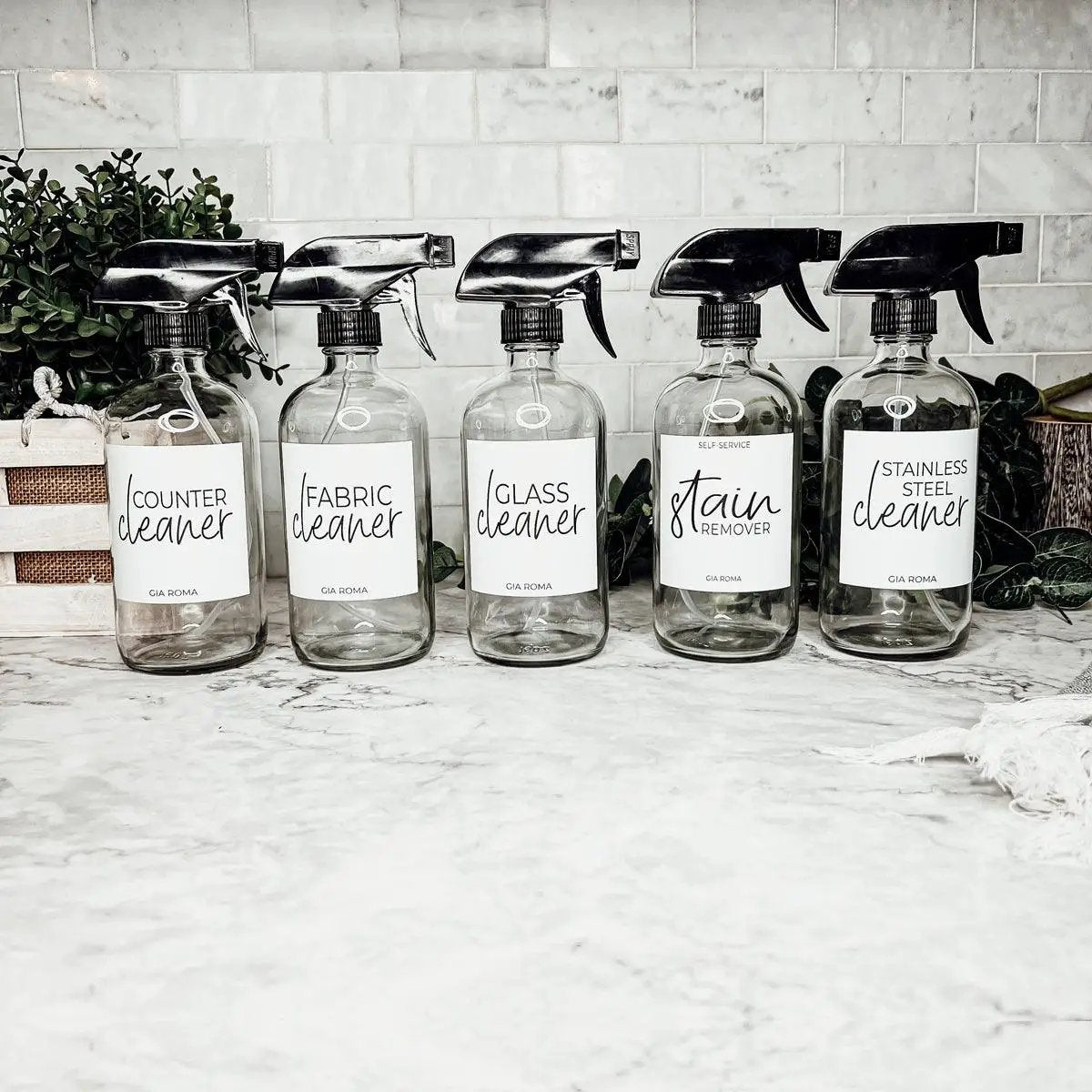 16oz Glass Cleaning Bottles Boston Round Refill