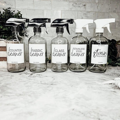16oz Glass Cleaning Bottles Boston Round Refill