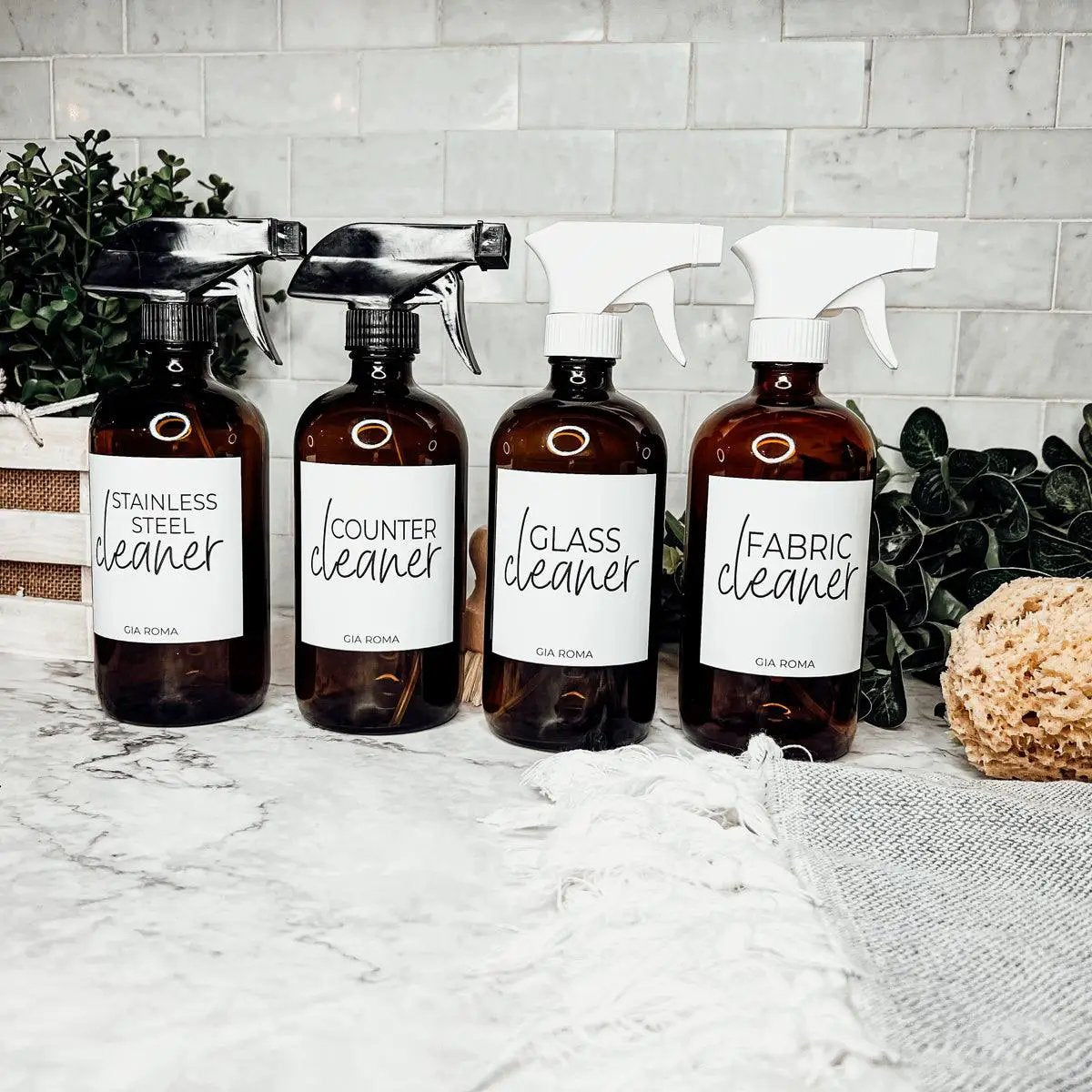 16oz Glass Cleaning Bottles Boston Round Refill