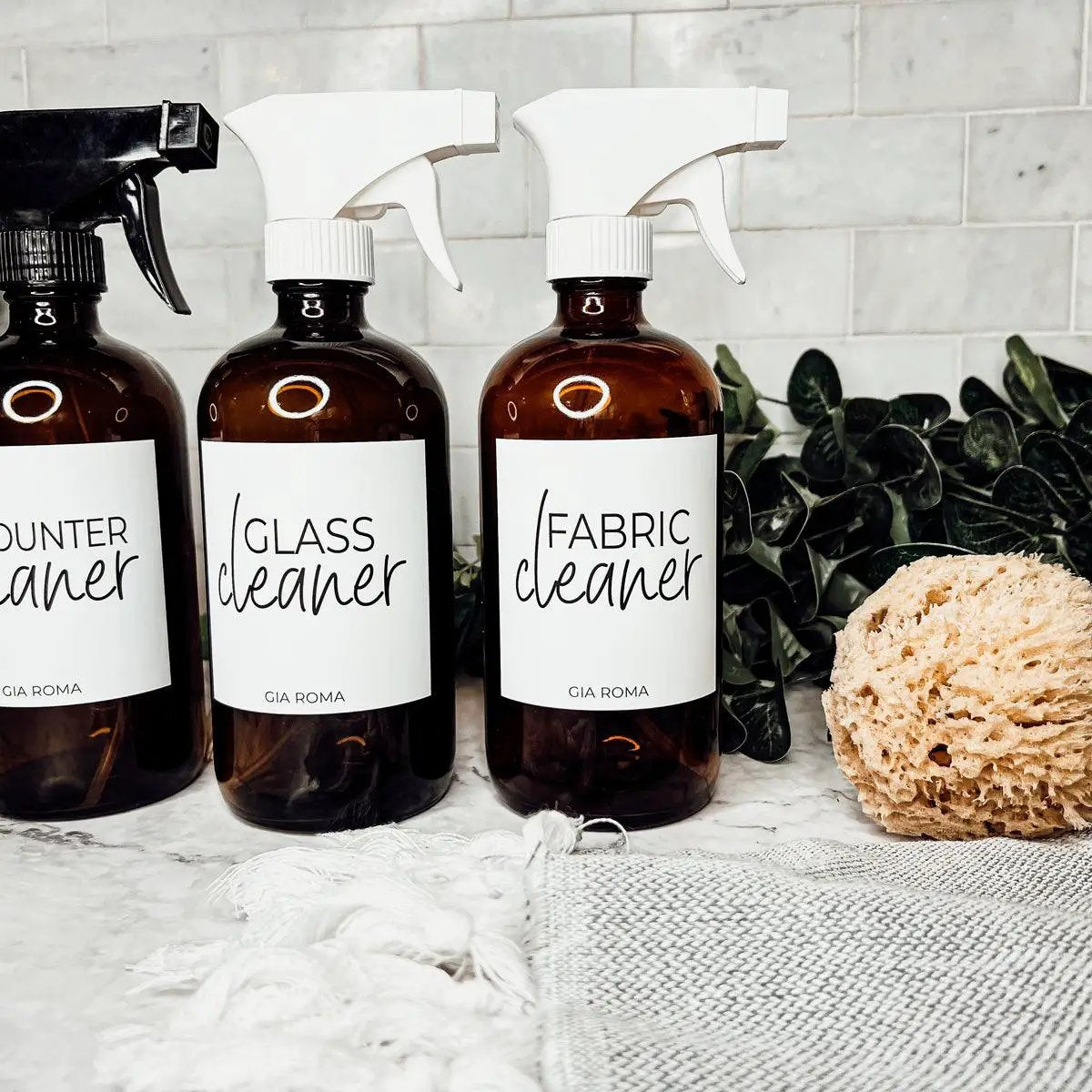 16oz Glass Cleaning Bottles Boston Round Refill