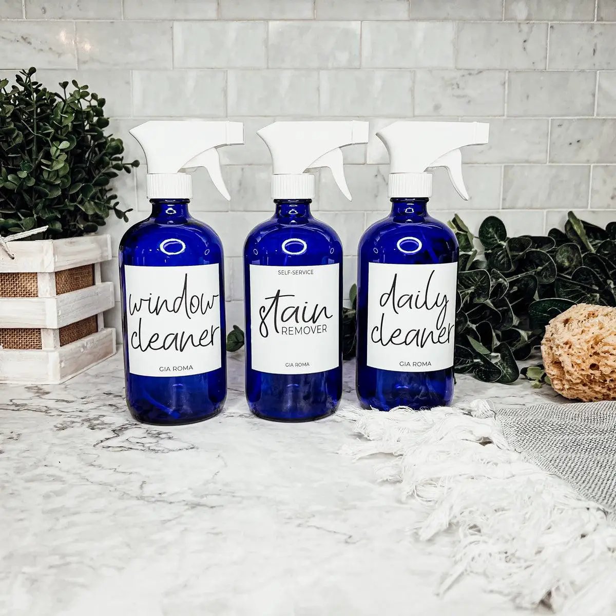 16oz Glass Cleaning Bottles Boston Round Refill