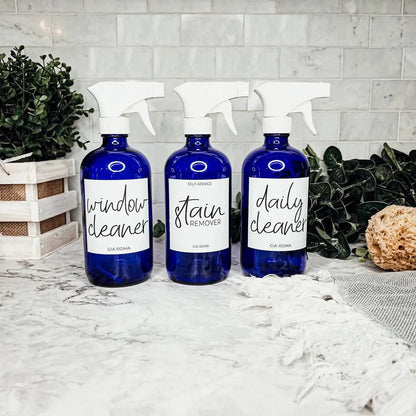 16oz Glass Cleaning Bottles Boston Round Refill