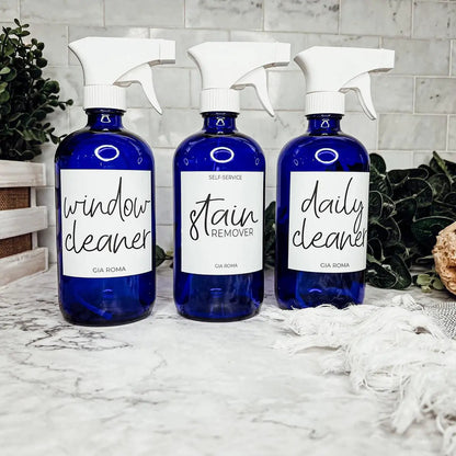 16oz Glass Cleaning Bottles Boston Round Refill