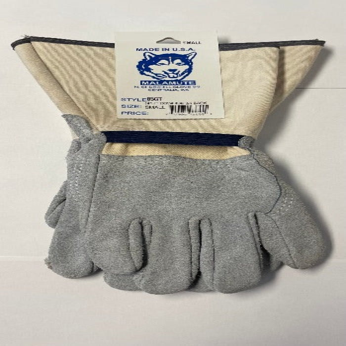 Churchill Gauntlet Glove - Leather Palms, gray suede palm with beige cuff and Malamute tag on Tampa Home & Garden Store