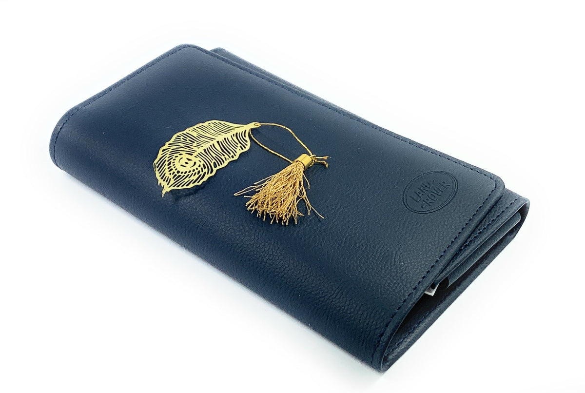 Feather bookmark with tassel gold finish on black leather wallet by Vibhsa set of 6 on Tampa Home & Garden Store