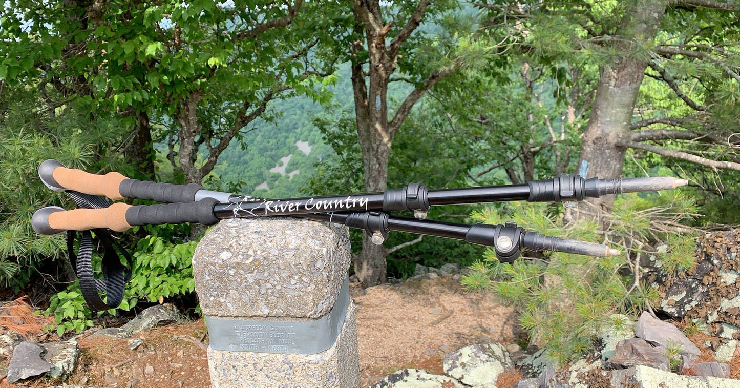 20% Carbon Mix Trekking Poles River Country Gear with tan foam grips and black shafts on Tampa Home & Garden Store