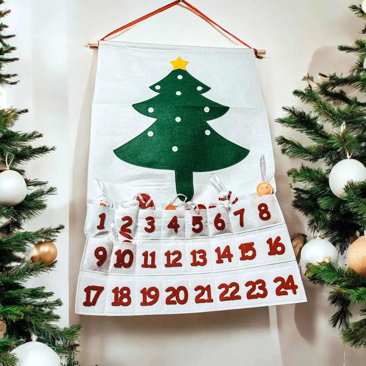 Felt Christmas Advent Calendar With Ornaments