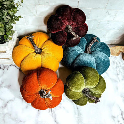 Velvet Pumpkins In Jewel Tones For Autumn Decor