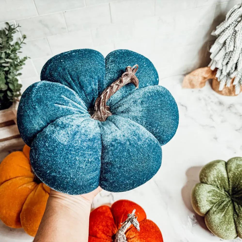 Velvet Pumpkins In Jewel Tones For Autumn Decor