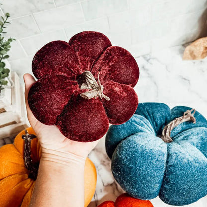 Velvet Pumpkins In Jewel Tones For Autumn Decor