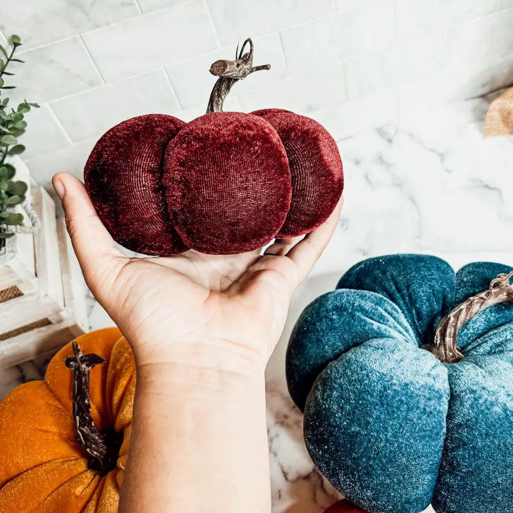 Velvet Pumpkins In Jewel Tones For Autumn Decor
