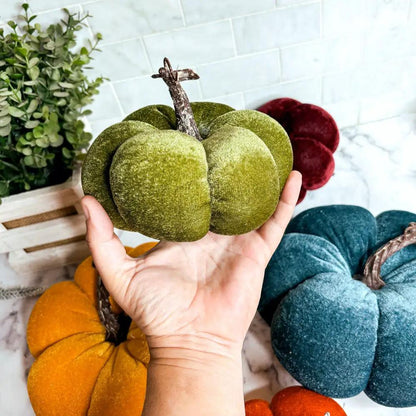 Velvet Pumpkins In Jewel Tones For Autumn Decor