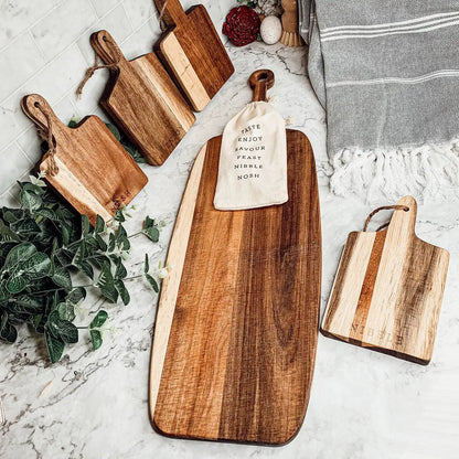 Acacia Wood Serving Board and Bamboo Markers