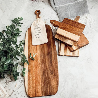 Acacia Wood Serving Board and Bamboo Markers